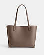 COACH®,WILLOW TOTE BAG,Refined Pebble Leather,Large,Brass/Dark Stone,Back View