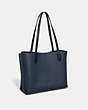 COACH®,WILLOW TOTE IN COLORBLOCK,Pebble Leather,Large,Brass/Denim,Angle View