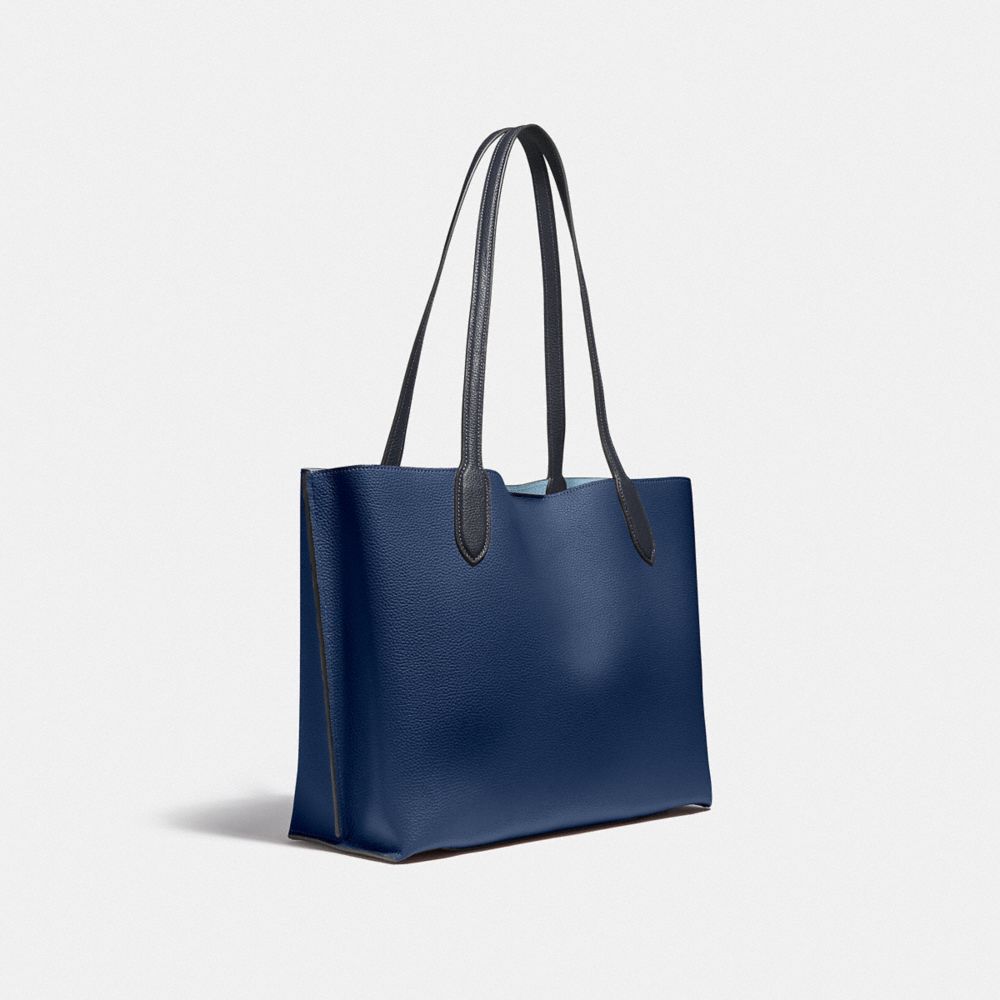COACH®,Willow Tote Bag In Colorblock With Signature Canvas Interior,Leather,Tote,PVC,Logo,Metal,Gold Metal,Casual,,Angle View