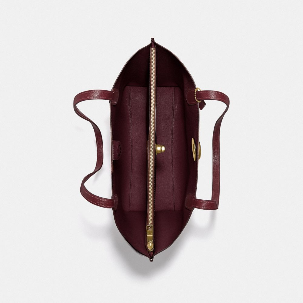 COACH®,CABAS WILLOW COLOR-BLOCK AVEC INTÉRIEUR EN TOILE EXCLUSIVE,Cuir galet,Laiton/Rose bonbon Multi,Inside View,Top View