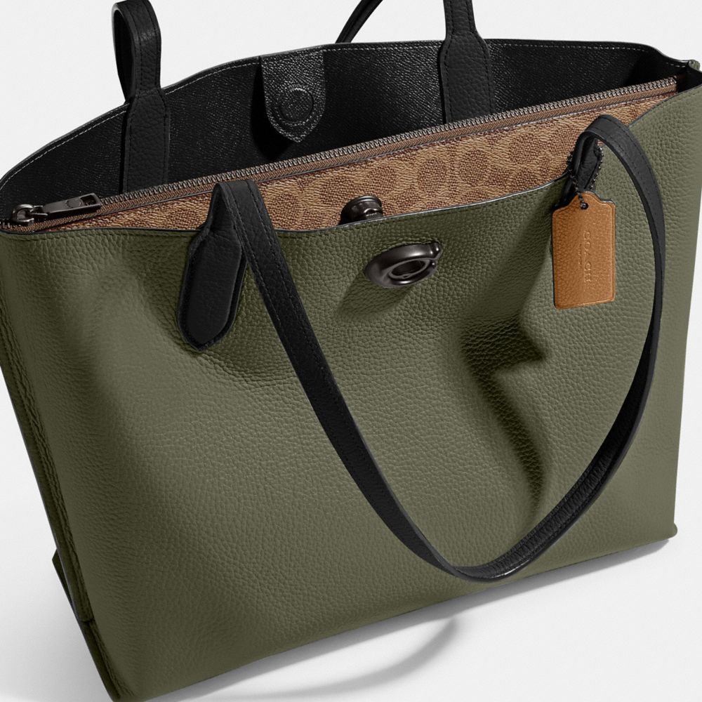 Coach green tote on sale bag