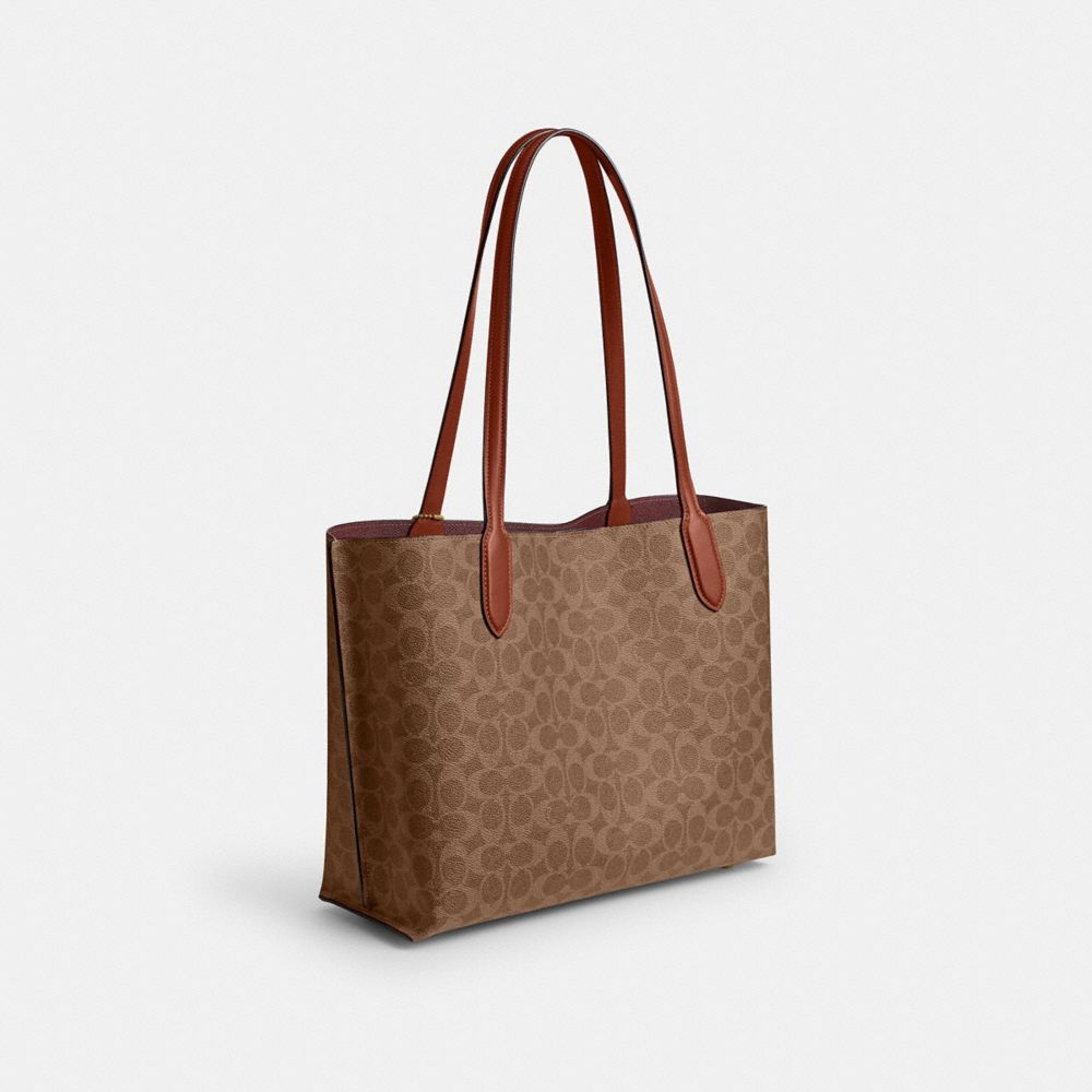 COACH®,Willow Tote Bag In Signature Canvas,Leather,Calf Hair,Tote,No Embellishment,Casual,,Angle View