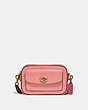 COACH®,WILLOW CAMERA BAG IN COLORBLOCK,Pebble Leather,Small,Brass/Candy Pink Multi,Front View