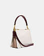 COACH®,DOUBLE ZIP SHOULDER BAG IN COLORBLOCK,Large,Brass/White,Angle View