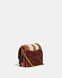 COACH®,HUTTON SHOULDER BAG 18 WITH PATCHWORK,Shearling,Mini,Brass/Cocoa Multi,Angle View
