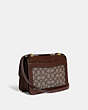 COACH®,ALIE SHOULDER BAG IN SIGNATURE JACQUARD WITH SNAKESKIN DETAIL,cotton,Medium,Brass/Oak Maple,Angle View