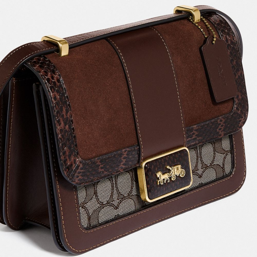 COACH®  Alie Shoulder Bag In Signature Jacquard With Snakeskin Detail
