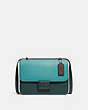 COACH®,ALIE SHOULDER BAG IN COLORBLOCK,Pebble Leather,Medium,V5/Retro Teal Multi,Front View