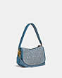 COACH®,SWINGER BAG IN SIGNATURE JACQUARD,Jacquard,Medium,Brass/Marble Blue Azure,Angle View