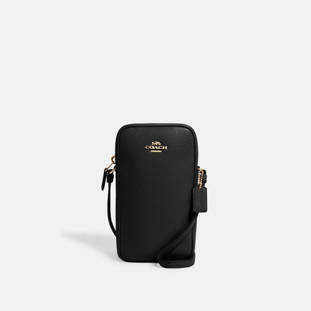 COACH®,NORTH/SOUTH ZIP CROSSBODY,Mini,Gold/Black,Front View
