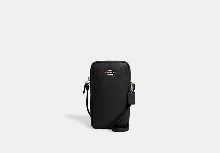COACH®,NORTH/SOUTH ZIP CROSSBODY,Mini,Gold/Black,Front View