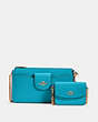 COACH®,POPPY CROSSBODY WITH CARD CASE,Leather,Mini,Gold/Teal,Front View