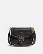 COACH®,BEAT SADDLE BAG,Smooth Leather,Medium,Brass/Black,Front View