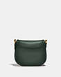 COACH®,BEAT SADDLE BAG,Smooth Leather,Medium,Brass/Amazon Green,Back View