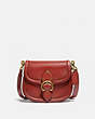 COACH®,BEAT SADDLE BAG,Smooth Leather,Medium,Brass/Red Sand,Front View