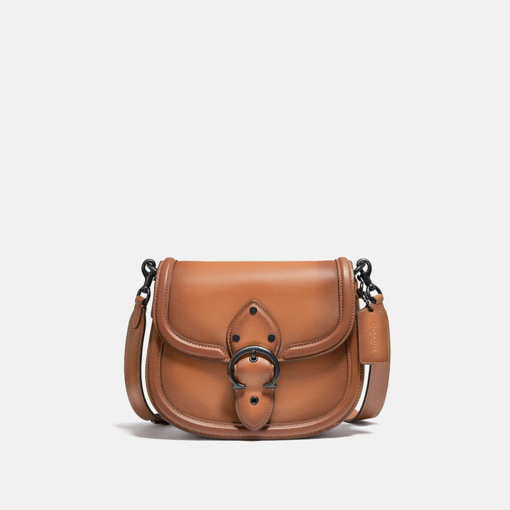 COACH®,BEAT SADDLE BAG,Glovetan Leather,Medium,Pewter/Natural,Front View