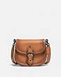 COACH®,BEAT SADDLE BAG,Smooth Leather,Medium,Pewter/Natural,Front View