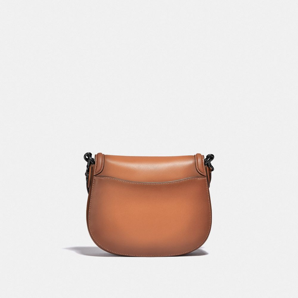 COACH®,BEAT SADDLE BAG,Glovetan Leather,Medium,Pewter/Natural,Back View