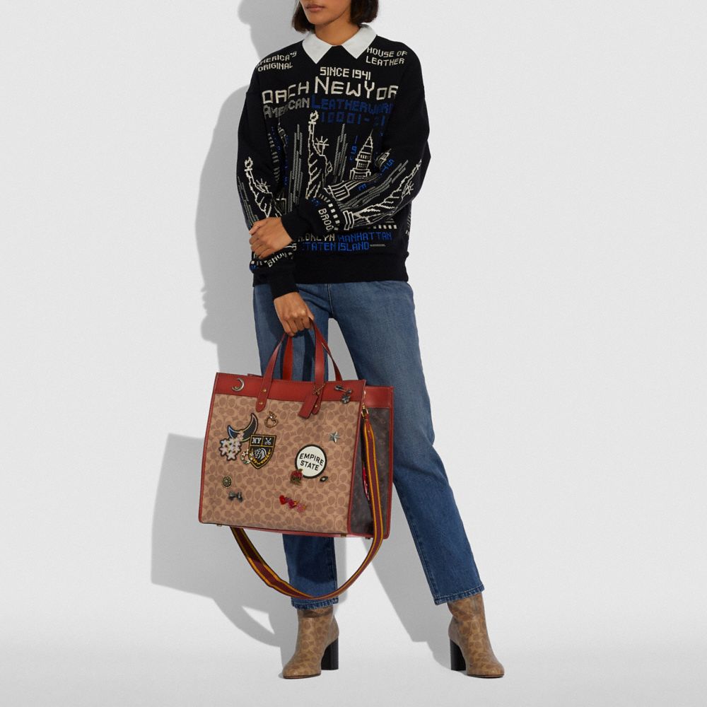 COACH®  Field Tote In Signature Canvas With Patches