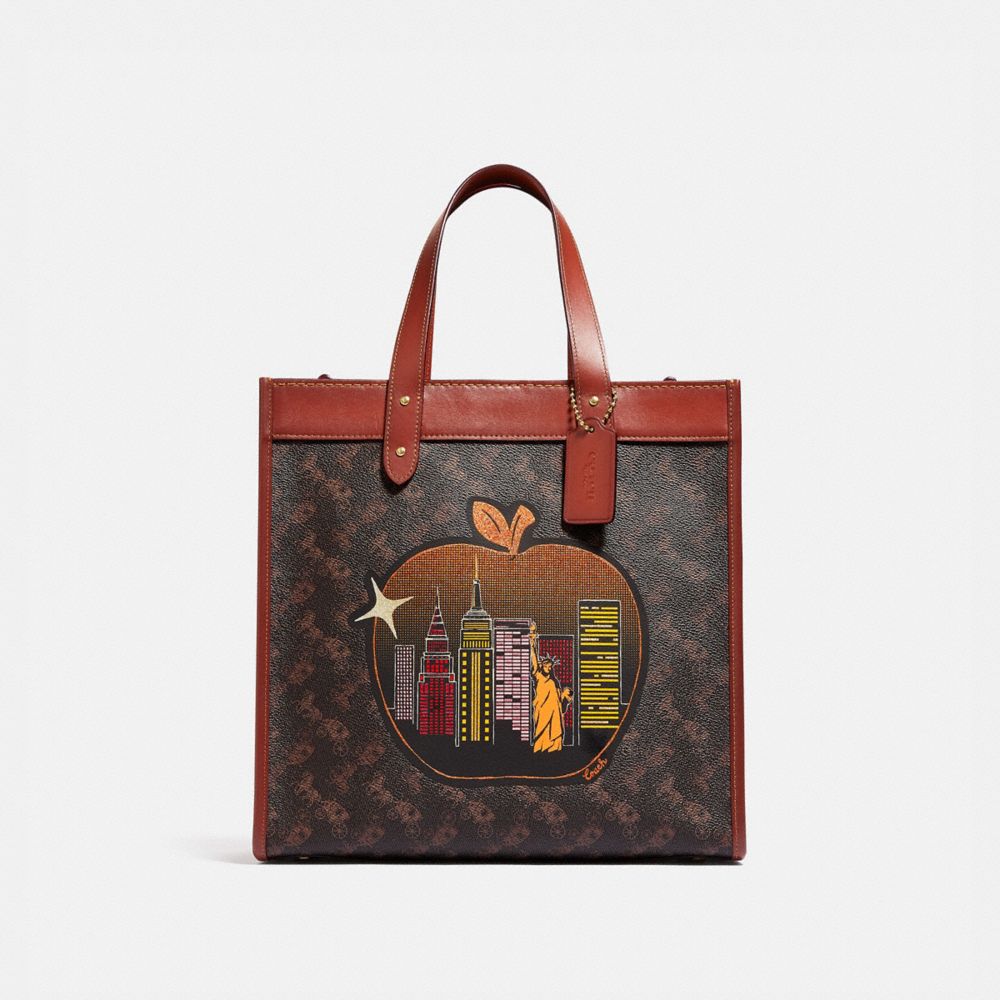 Coach Field Tote Bag In Signature Coated Canvas With Big Apple