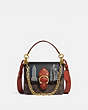 COACH®,BEAT SHOULDER BAG 18 IN SIGNATURE CANVAS WITH STARDUST CITY SKYLINE EMBROIDERY,pvc,Small,Brass/Tan Truffle Rust,Front View