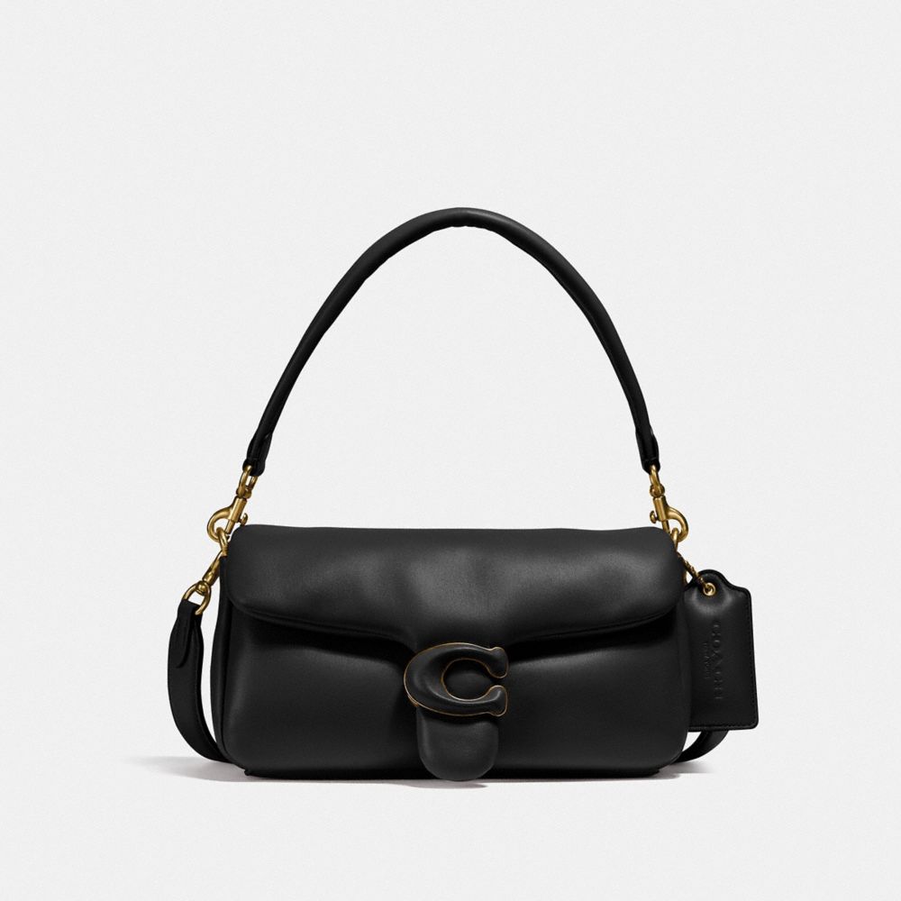 COACH®,PILLOW TABBY SHOULDER BAG 26,Nappa leather,Medium,Brass/Black,Front View image number 0