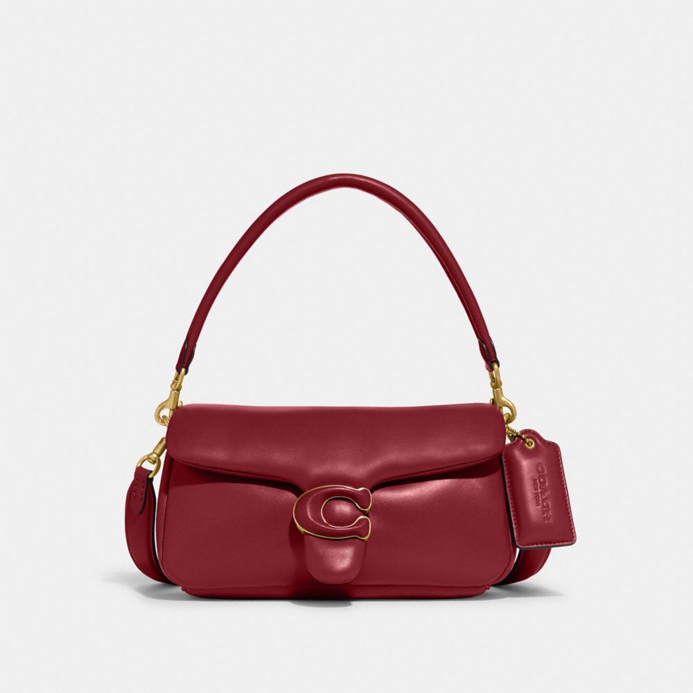COACH®,PILLOW TABBY SHOULDER BAG 26,Nappa leather,Medium,Brass/Cherry,Front View image number 0