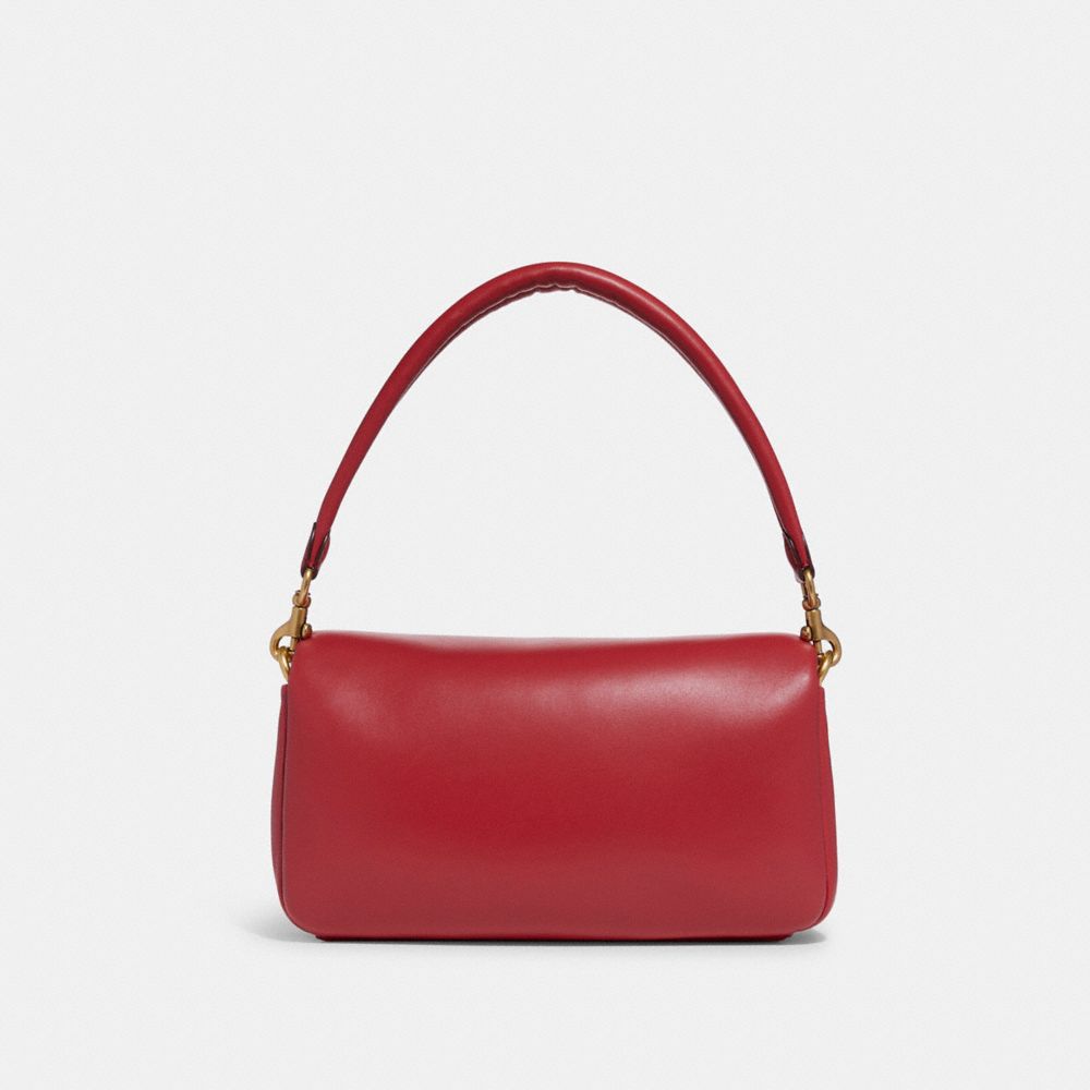 COACH®,Pillow Tabby Shoulder Bag 26,Lining Lining Fabric Content,Leather,Shoulder Bag,Logo,2 in 1,Brass,Casual,Maroon,Back View