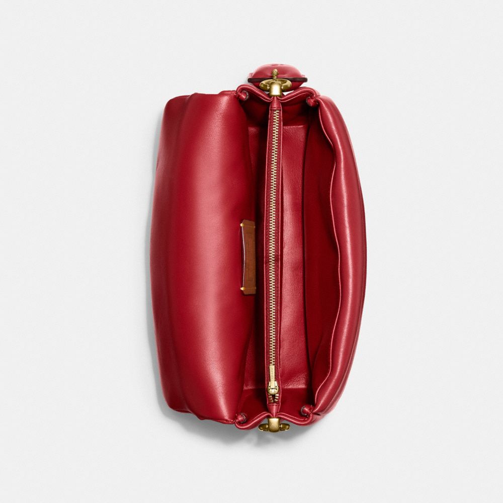 COACH®,Pillow Tabby Shoulder Bag 26,Lining Lining Fabric Content,Leather,Shoulder Bag,Logo,2 in 1,Brass,Casual,Maroon,Inside View,Top View