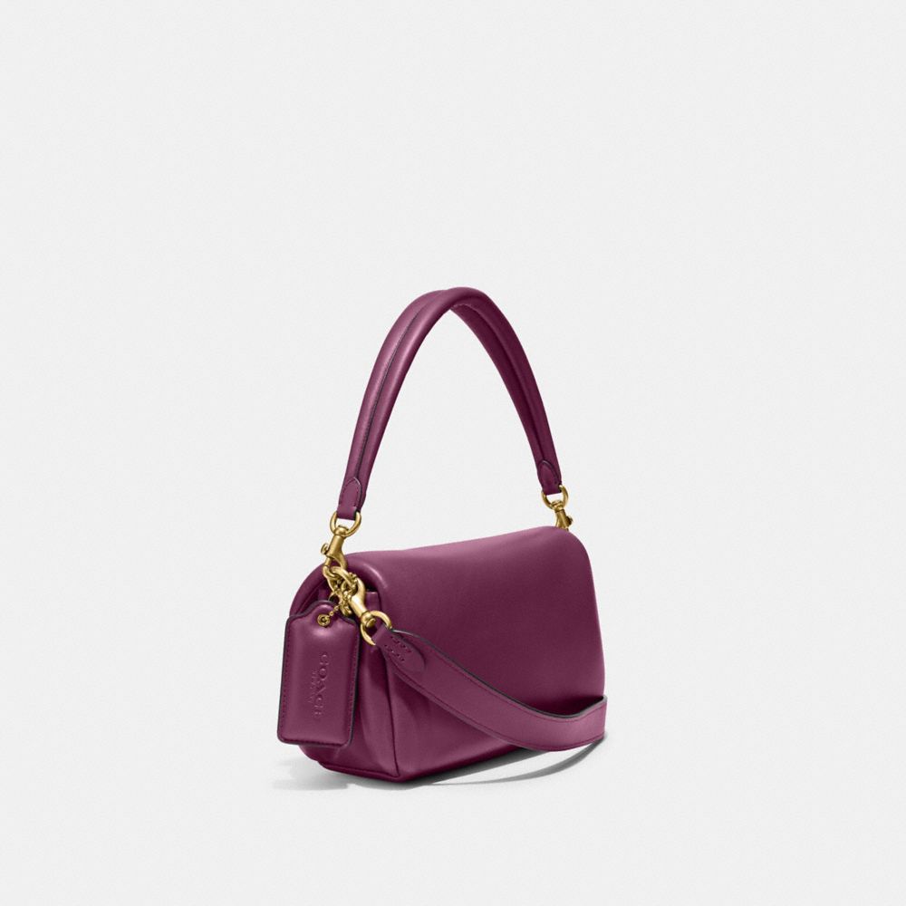COACH®,Pillow Tabby Shoulder Bag 26,Lining Lining Fabric Content,Leather,Shoulder Bag,Logo,2 in 1,Brass,Casual,Purple,Angle View