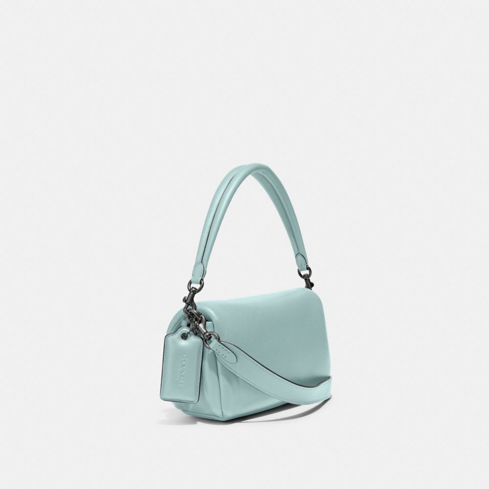 COACH®,Pillow Tabby Shoulder Bag 26,Lining Lining Fabric Content,Leather,Shoulder Bag,Logo,2 in 1,Brass,Casual,Blue,Angle View