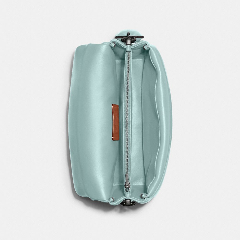 COACH®,Pillow Tabby Shoulder Bag 26,Lining Lining Fabric Content,Leather,Shoulder Bag,Logo,2 in 1,Brass,Casual,Blue,Inside View,Top View