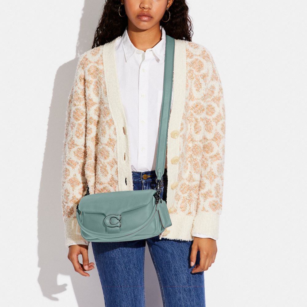 COACH®,Pillow Tabby Shoulder Bag 26,Lining Lining Fabric Content,Leather,Shoulder Bag,Logo,2 in 1,Brass,Casual,Blue,Detail View