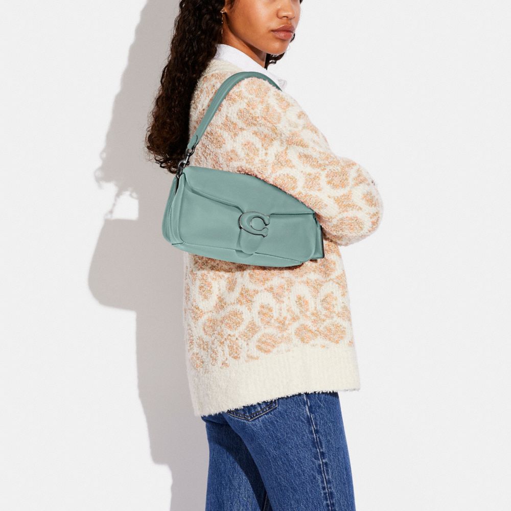COACH®,Pillow Tabby Shoulder Bag 26,Lining Lining Fabric Content,Leather,Shoulder Bag,Logo,2 in 1,Brass,Casual,Blue,Detail View