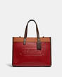 COACH®,FIELD TOTE 30 IN COLORBLOCK WITH COACH BADGE,Pebble Leather,Large,Brass/Brick Red Multi,Front View