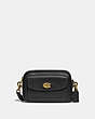 COACH®,WILLOW CAMERA BAG,Pebbled Leather,Small,Brass/Black,Front View