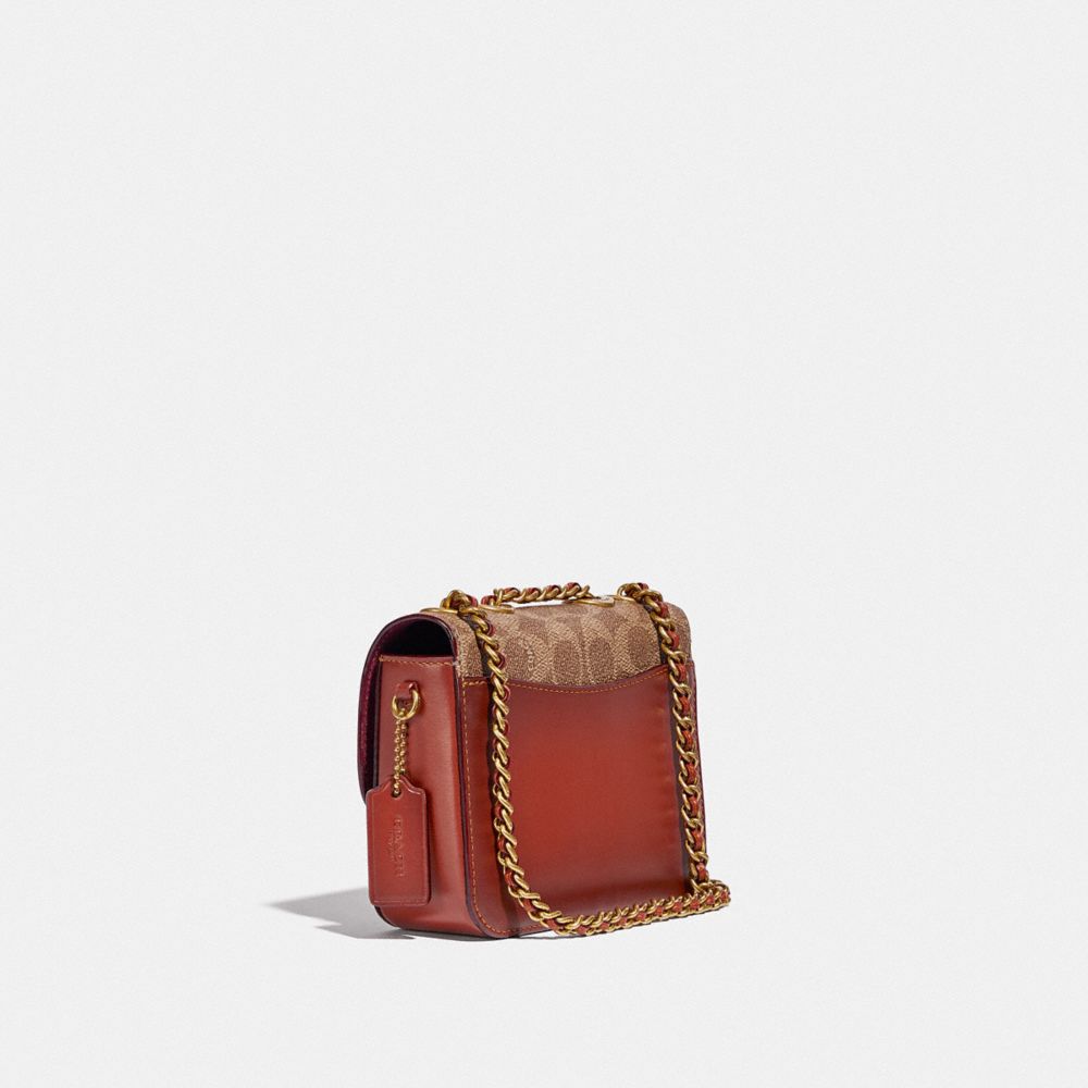 COACH®,MADISON SHOULDER BAG 16 IN SIGNATURE CANVAS,Coated Canvas,Mini,Brass/Tan/Rust,Angle View