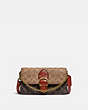 COACH®,BEAT CROSSBODY CLUTCH IN SIGNATURE CANVAS WITH HORSE AND CARRIAGE PRINT,Signature Coated Canvas,Mini,Brass/Tan Truffle Rust,Front View