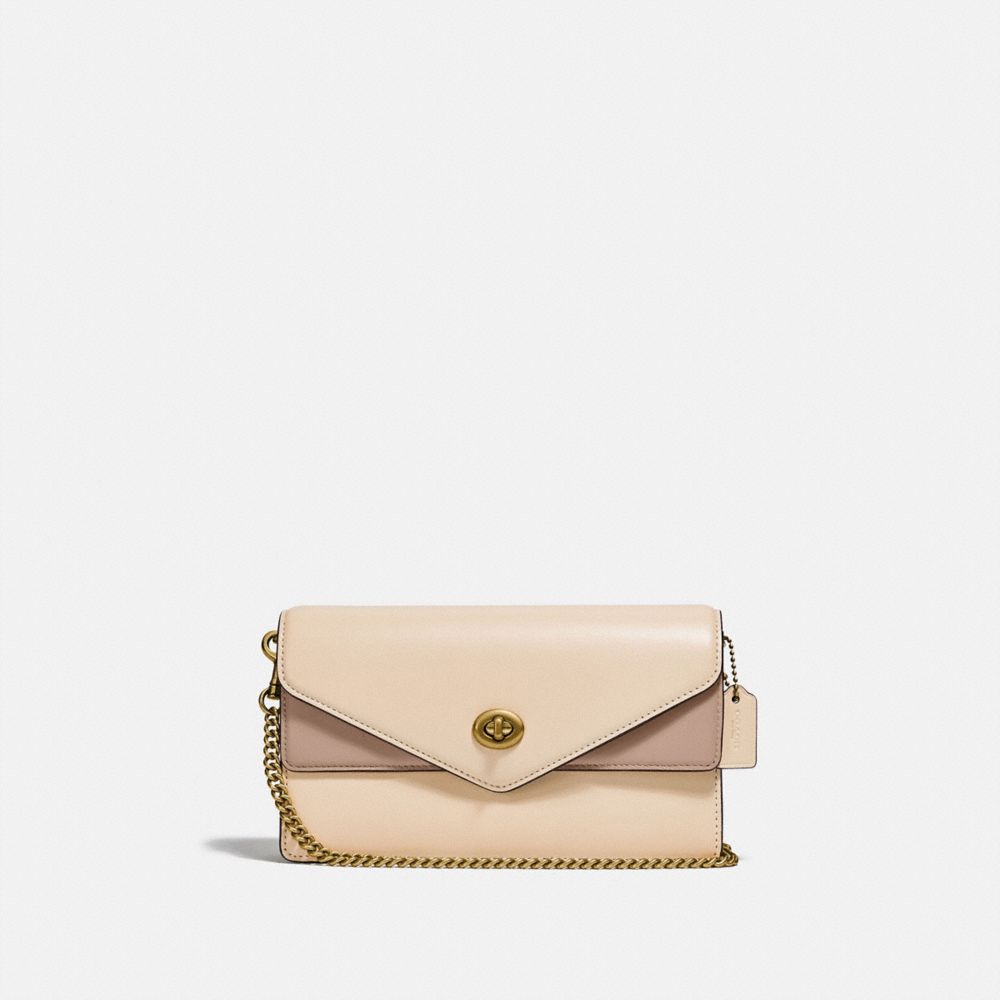 COACH®,ASTER CROSSBODY IN COLORBLOCK,Smooth Leather,Mini,Brass/Ivory Taupe Multi,Front View