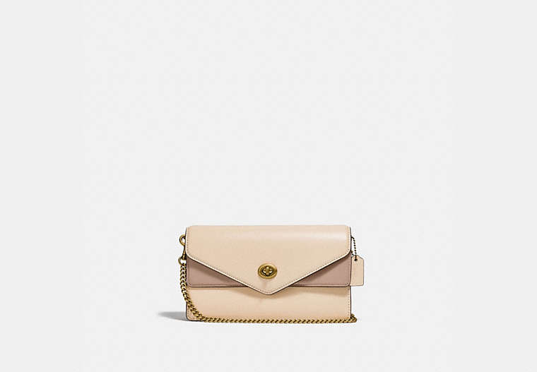 COACH®,ASTER CROSSBODY IN COLORBLOCK,Smooth Leather,Mini,Brass/Ivory Taupe Multi,Front View