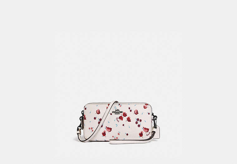 COACH®,KIRA CROSSBODY WITH TULIP MEADOW PRINT,pvc,Pewter/Chalk,Front View