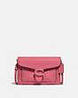 COACH®,TABBY CHAIN CLUTCH,Pebbled Leather,Mini,Brass/Red,Front View
