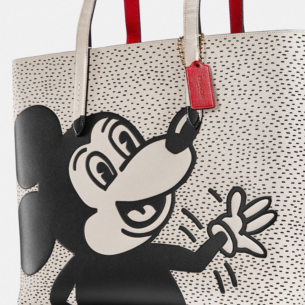 COACH x DISNEY Collaboration Mickey Mouse Big Smile Face Zip Wallet Black  Outlet