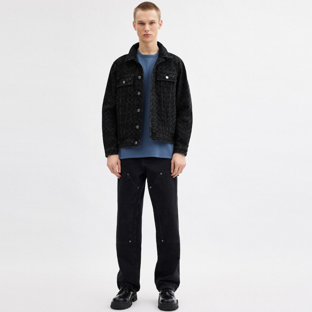 COACH®,SIGNATURE DENIM JACKET,Black Sig C,Scale View