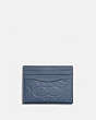 COACH®,CARD CASE IN SIGNATURE LEATHER,Pebble Leather,Blue Quartz,Front View