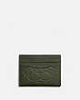 COACH®,CARD CASE IN SIGNATURE LEATHER,Pebble Leather,Dark Shamrock,Front View