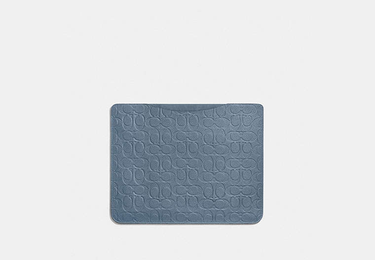 COACH®,TABLET SLEEVE IN SIGNATURE LEATHER,Pebbled Leather,Blue Quartz,Front View