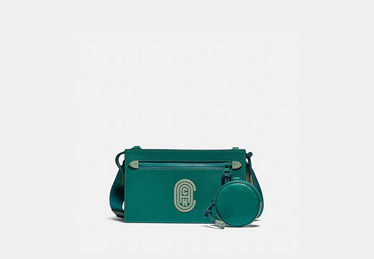 COACH®,RIVINGTON CONVERTIBLE HYBRID POUCH,Leather,Small,Spruce/Agate,Front View