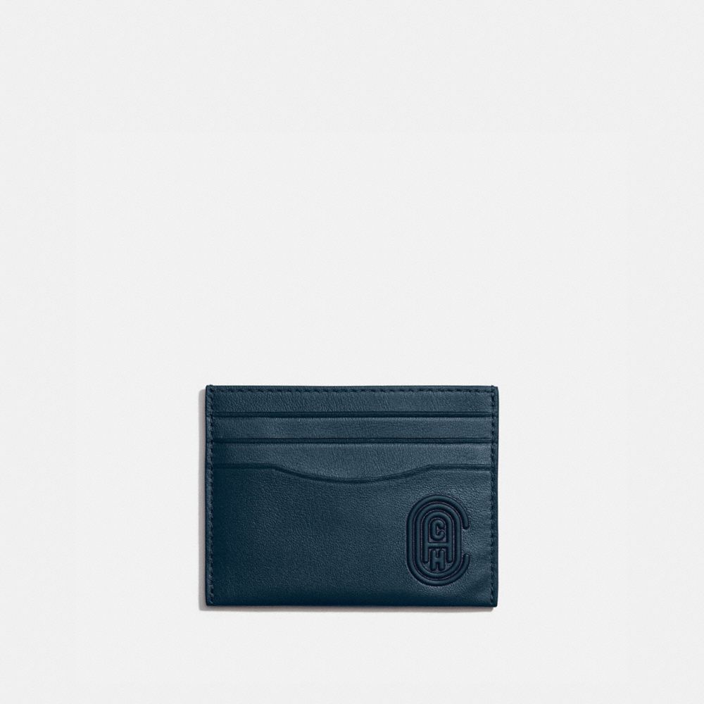 COACH®,CARD CASE WITH COACH PATCH,Smooth Leather,Sea Blue,Front View