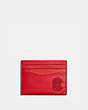 COACH®,CARD CASE WITH COACH PATCH,Smooth Leather,Electric Coral,Front View